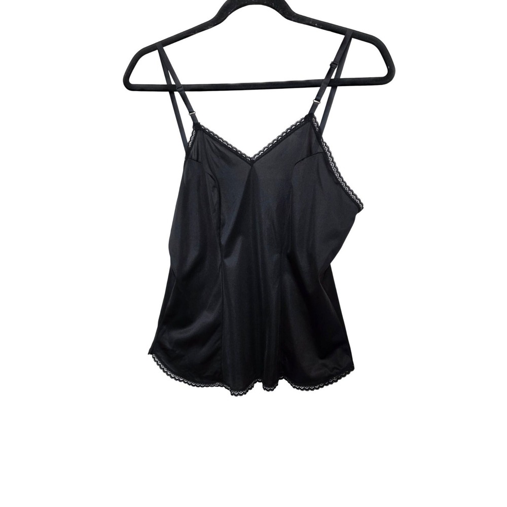 VTG Vanity Fair Black Y2K 90s Camisole Adjustable Straps & Lace Trim Size 34/40